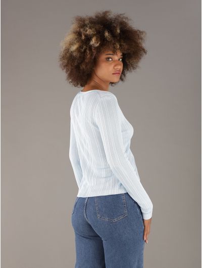 Cardigan-Calvin-Klein-Jeans-Acanalado-Mujer-Azul-47C303G-450