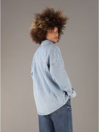 Camisa-Calvin-Klein-Jeans-con-Monograma-Bordado-Mujer-Azul-47C709G-420