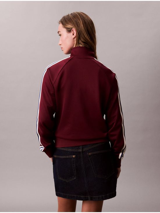 Chamarra-Calvin-Klein-de-Felpa-con-Cierre-Mujer-Rojo