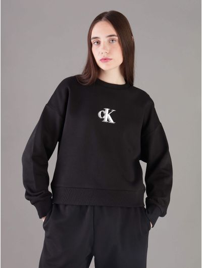 Sudadera-Calvin-Klein-Jeans-Monograma-Plastificado-Mujer-Negro