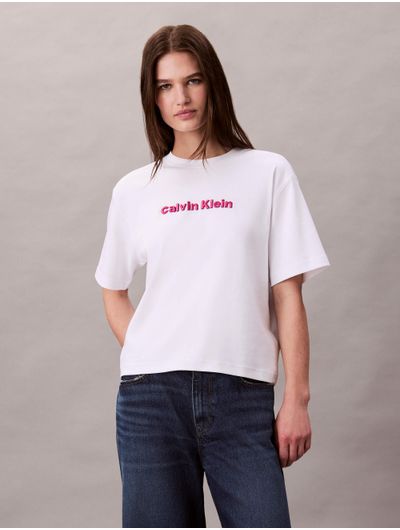 Playera-Calvin-Klein-Logo-Bordado-3D-Bicolor-Mujer-Blanco