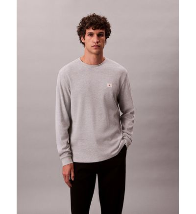 Suéter Calvin Klein Waffleado Hombre Gris Suéteres Calvin