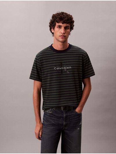 Playera-Calvin-Klein-Monologo-Hombre-Verde-de-Rayas-4RD204G-301