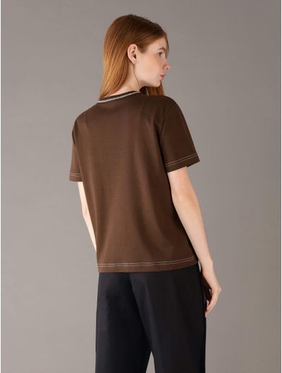 Playera-Calvin-Klein-Jeans-con-Bordado-Logotipo-Mujer-Cafe-47D213G-201