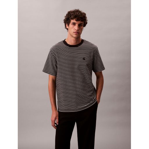 Playera Calvin Klein de Rayas Hombre Negro Playeras Calvin