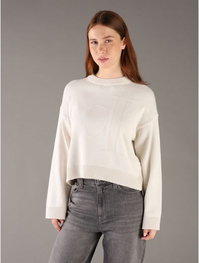 Sueter-Calvin-Klein-Monograma-de-Punto-Mujer-Beige-47D304G-100