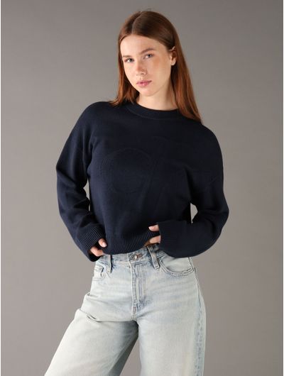 Sueter-Calvin-Klein-Monograma-de-Punto-Mujer-Azul-47D304G-410