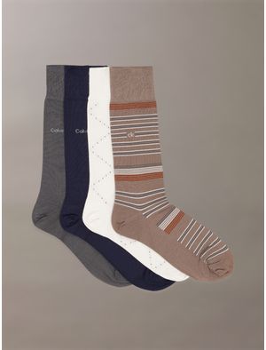 Calcetines-Calvin-Klein-Mercerized-Cotton-Blend-Crew-Paquete-4-Pares-Hombre-Multicolor-CKM253DR05-002