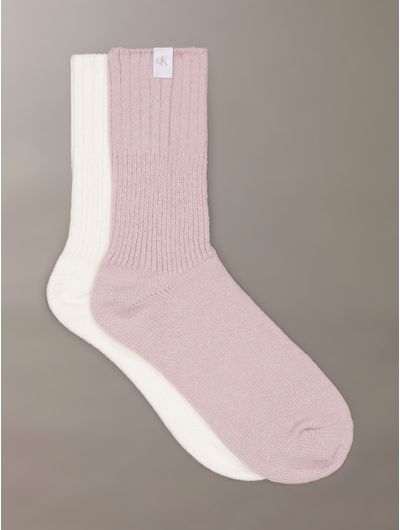 Calcetines-Calvin-Klein-Cozy-Crew-Paquete-2-Pares-Mujer-Multicolor-CKW253FZ01-002