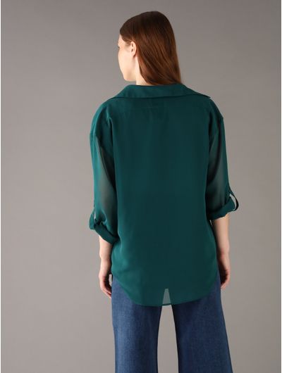 Camisa-Calvin-Klein-con-Logo-Placa-Mujer-Verde-44B902G-301