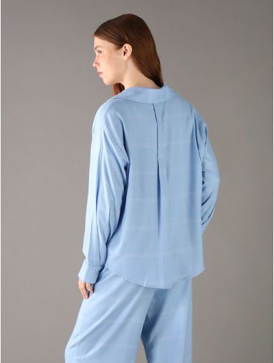 Camisa-de-Pijama-Calvin-Klein-Logo-Bordado-Mujer-Azul-QS7476-430