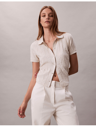Polo-Jacquard-Monograma-Calvin-Klein-Mujer-Beige-44D209G-100
