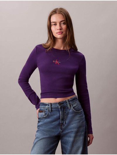 Playera-Manga-Larga-Monograma-Calvin-Klein-Mujer-Morado-47A803G-500
