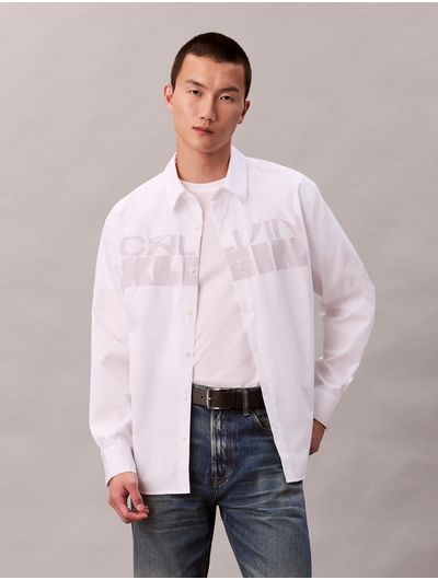 Camisa-Relaxed-de-Popelina-Calvin-Klein-Hombre-Blanco-4RD103G-110