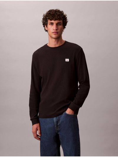 Playera-Manga-Larga-Waffleada-Calvin-Klein-Hombre-Negro-40EM217-002