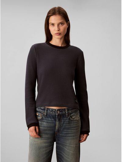 Playera-Calvin-Klein-Manga-Larga-Waffleada-Mujer-Gris-47D225G-410