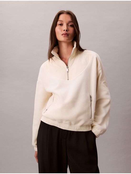 Sudadera-de-Felpa-Polar-Calvin-Klein-Mujer-Beige-47D231G-100