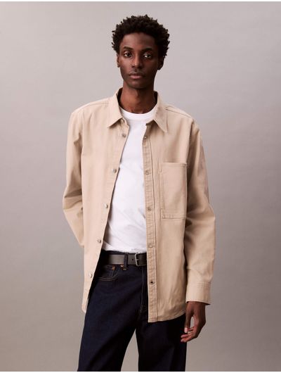 Sobrecamisa-de-Algodon-Calvin-Klein-Hombre-Beige-4RB404G-200