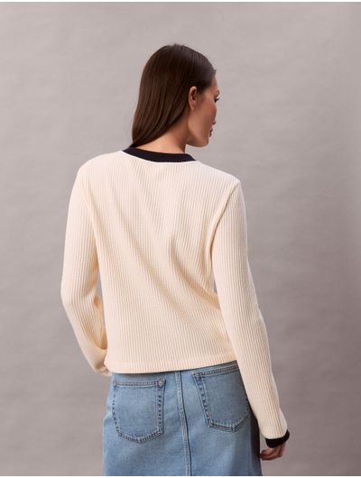 Playera-Calvin-Klein-Manga-Larga-Waffleada-Mujer-Beige-47D225G-YAM