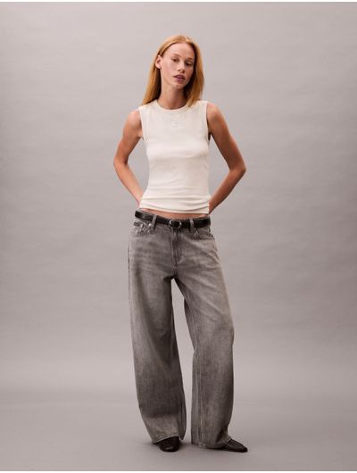 Jeans-Baggy-Tiro-Bajo-Calvin-Klein-Mujer-Gris-47C722G-030