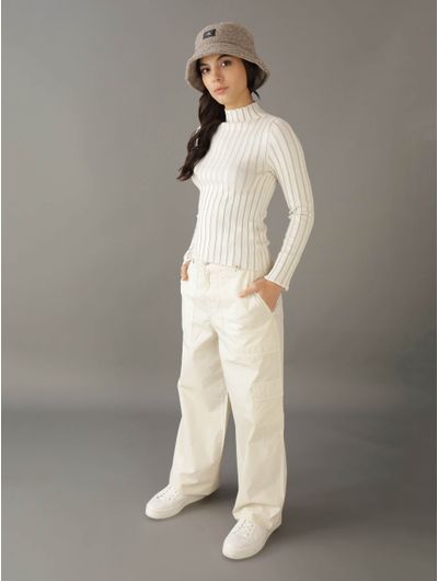 Sueter-Calvin-Klein-Acanalado-Mujer-Beige