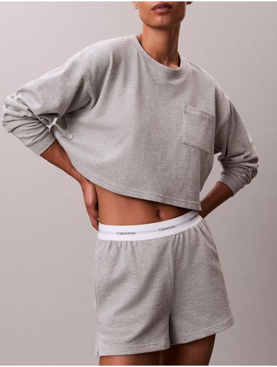 Short-Tipo-Jersey-Logotipo-Calvin-Klein-Mujer-Gris-QS7517-050