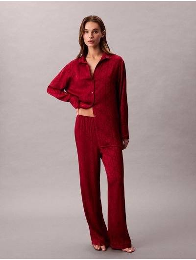 Pantalon-de-Pijama-Calvin-Klein-Satinado-Estampado-Mujer-Rojo-QS7536-620