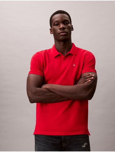 Polo-Pique-Monograma-Calvin-Klein-Hombre-Rojo-40EM269-VMT