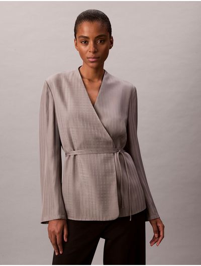 Blazer-Calvin-Klein-Cruzado-Jacquard-De-Viscosa-Mujer-Gris-44D421G-030