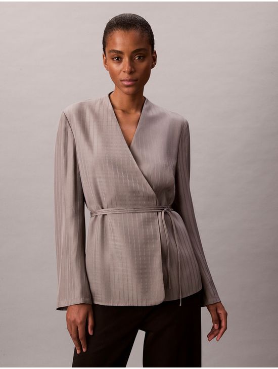 Blazer-Calvin-Klein-Cruzado-Jacquard-De-Viscosa-Mujer-Gris-44D421G-030