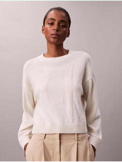 Camisa-Manga-Larga-CK-Jacquard-Mujer-Beige-47E304G-YAS