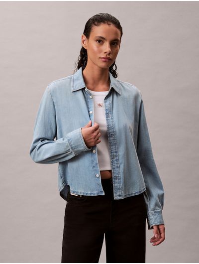Camisa-Corta-Calvin-Klein-Mujer-Azul-47E901G-346