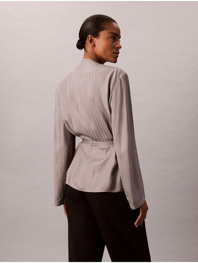 Blazer-Calvin-Klein-Cruzado-Jacquard-De-Viscosa-Mujer-Gris-44D421G-030