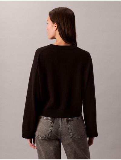 Camisa-Manga-Larga-CK-Jacquard-Mujer-Negro-47E304G-UB1