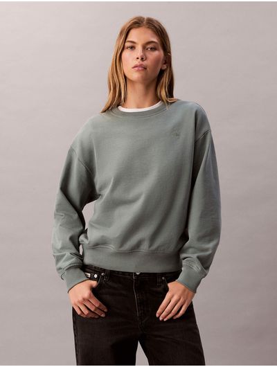 Sudadera-Calvin-Klein-Archive-Logo-Crew-Mujer-Verde-47B236G-PNO