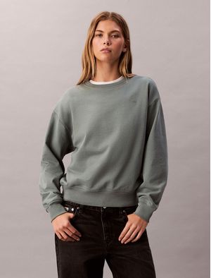 Sudadera-Calvin-Klein-Archive-Logo-Crew-Mujer-Verde-47B236G-PNO