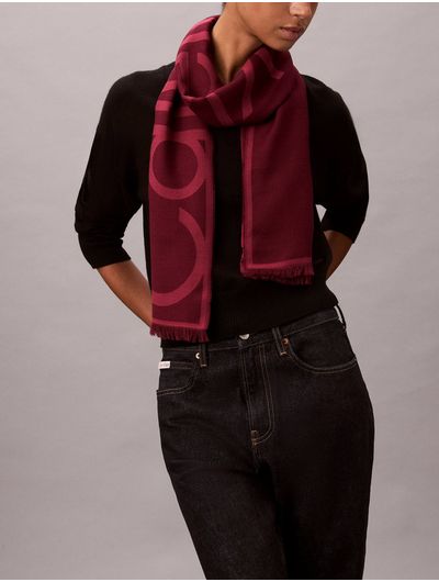 Bufanda-Calvin-Klein-Jacquard-Lightweight-Logo-Mujer-Rosa-4F8066G-Z1K