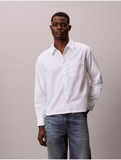 Camisa-Calvin-Klein-Oxford-Cropped-Relaxed-Hombre-Blanco-4RE100G-YAA