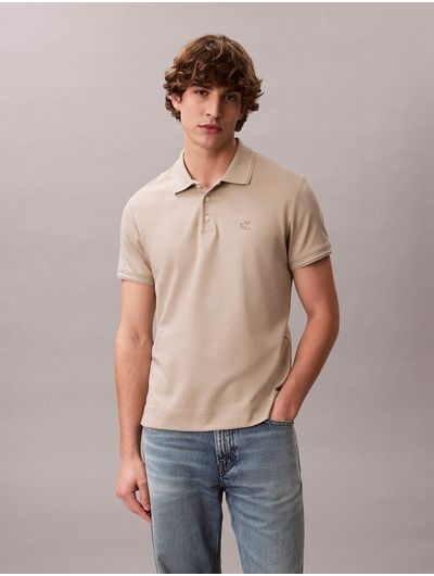 Polo-Calvin-Klein-Slim-Embossed-Tipping-Hombre-Beige-4RE258G-2F3