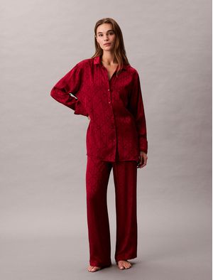 Camisa-Pijama-Calvin-Klein-Relaxed-AOP-Mujer-Rojo-QS7535-620