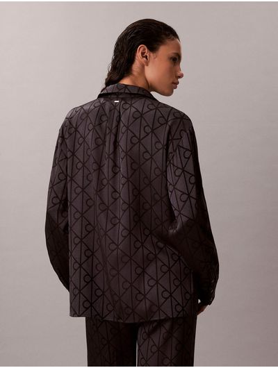 Camisa-Pijama-Calvin-Klein-Relaxed-AOP-Mujer-Negro-QS7535-003