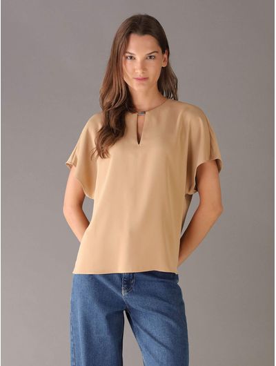 Blusa-Calvin-Klein-Logo-Mujer-Beige-44E902G-RAJ