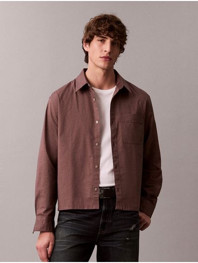 Camisa-Calvin-Klein-Oxford-Cropped-Relaxed-Hombre-Blanco-4RE100G-2EX