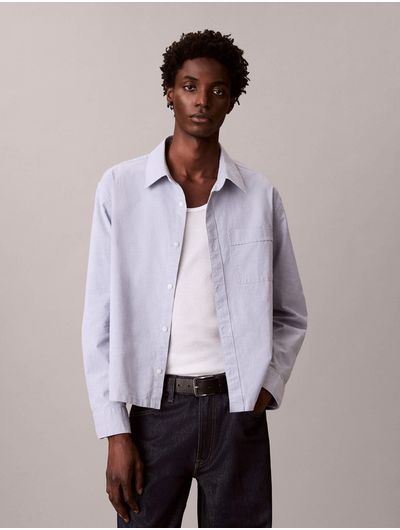 Camisa-Calvin-Klein-Oxford-Cropped-Relaxed-Hombre-Negro-4RE100G-CIQ