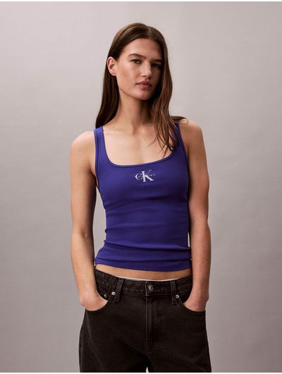 Tank-Top-Calvin-Klein-Rib-Monograma-Mujer-Azul-47A804G-C8X
