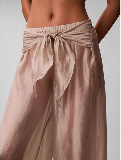 pantalones-calvin-klein-con-moño-semi-transparente-mujer-beige