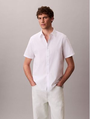 Camisa-Calvin-Klein-Clasica-Seersucker-Manga-Corta-Hombre-Blanco-4LF187G-YAA