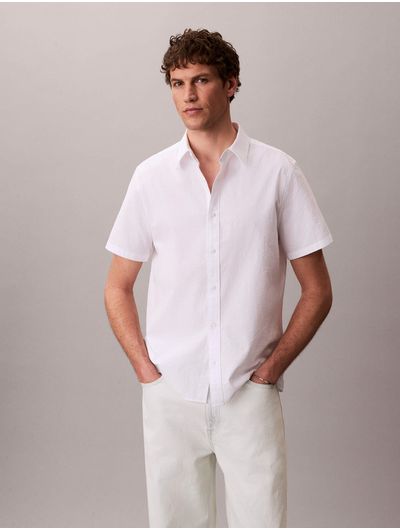 Camisa-Calvin-Klein-Clasica-Seersucker-Manga-Corta-Hombre-Blanco-4LF187G-YAA