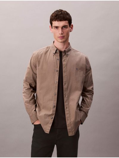 camisa-calvin-klein-oxford-classic-hombre-cafe-40em125-lkj