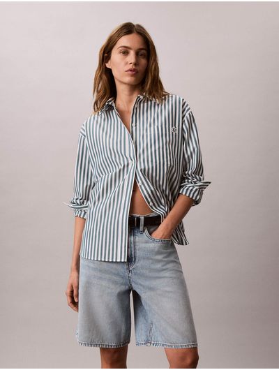 camisa-relaxed-de-popelina-de-algodon-yarn-dye-calvin-klein-para-mujer-color-verde-47f103g-pp1